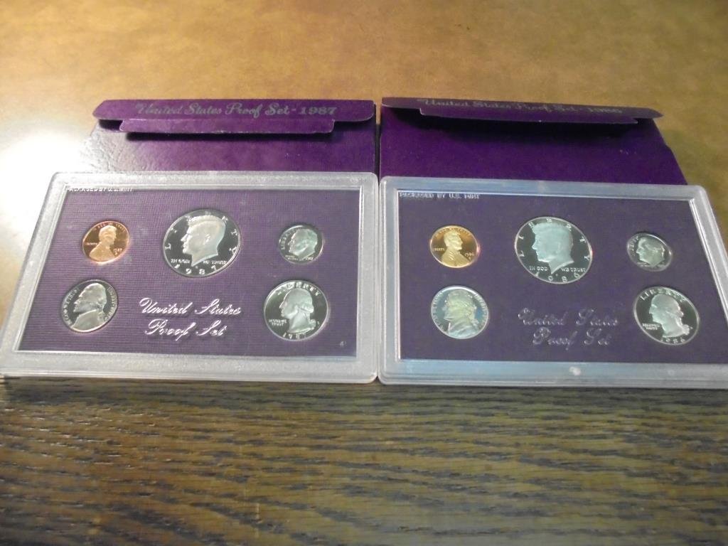 1986 & 1987 US PROOF SETS (WITH BOXES) (1 of 2)