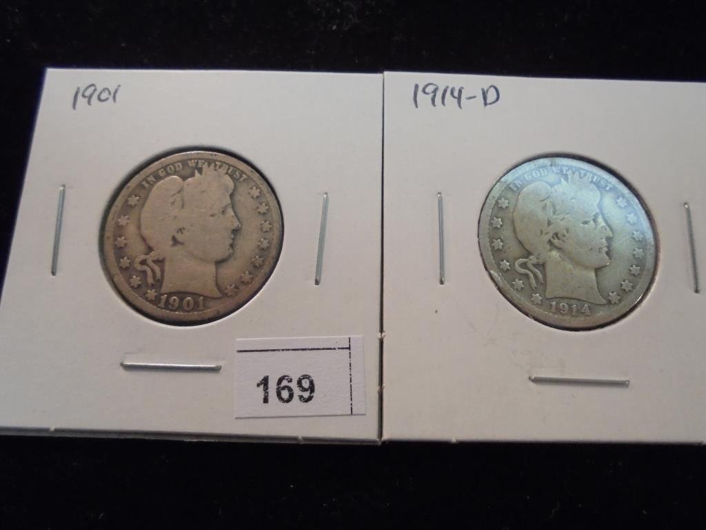 1901 & 1914-D BARBER QUARTERS (1 of 2)