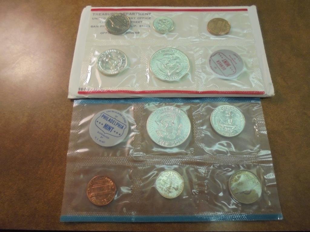 1964 SILVER US MINT SET (UNC) P/D (WITH ENVELOPE) (1 of 2)