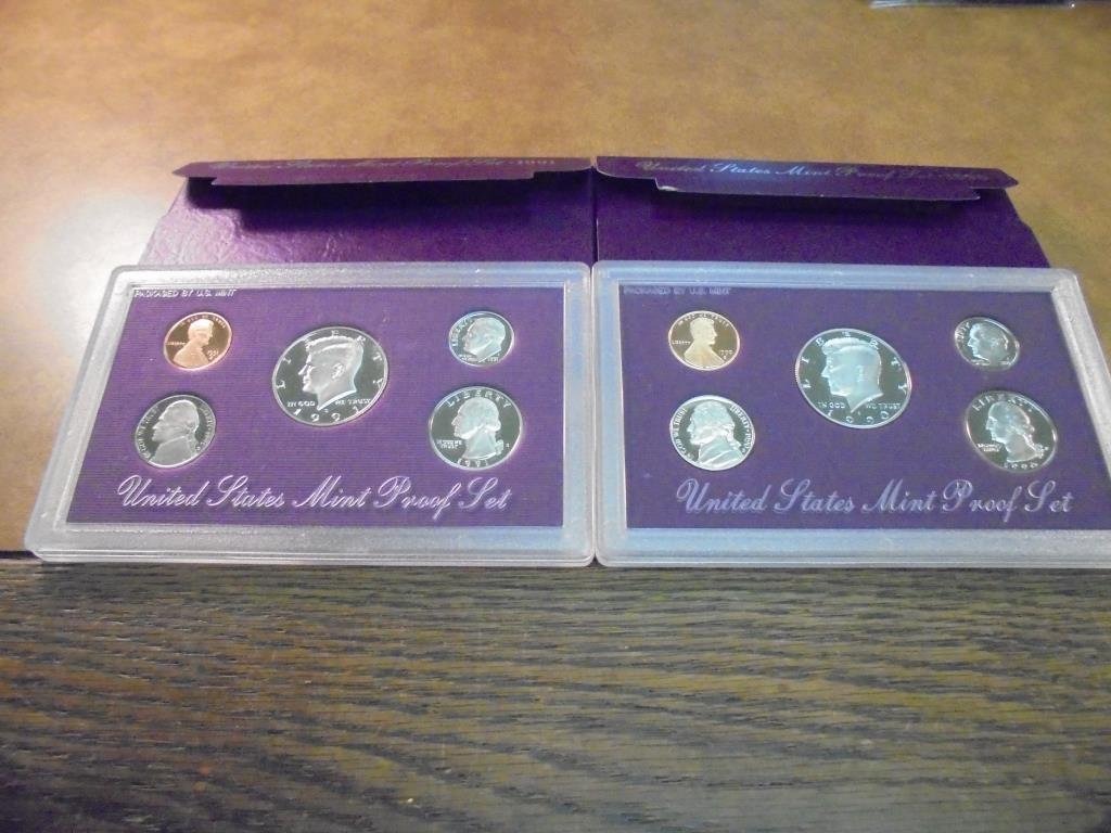 1990 & 1991 US PROOF SETS (WITH BOXES) (1 of 2)