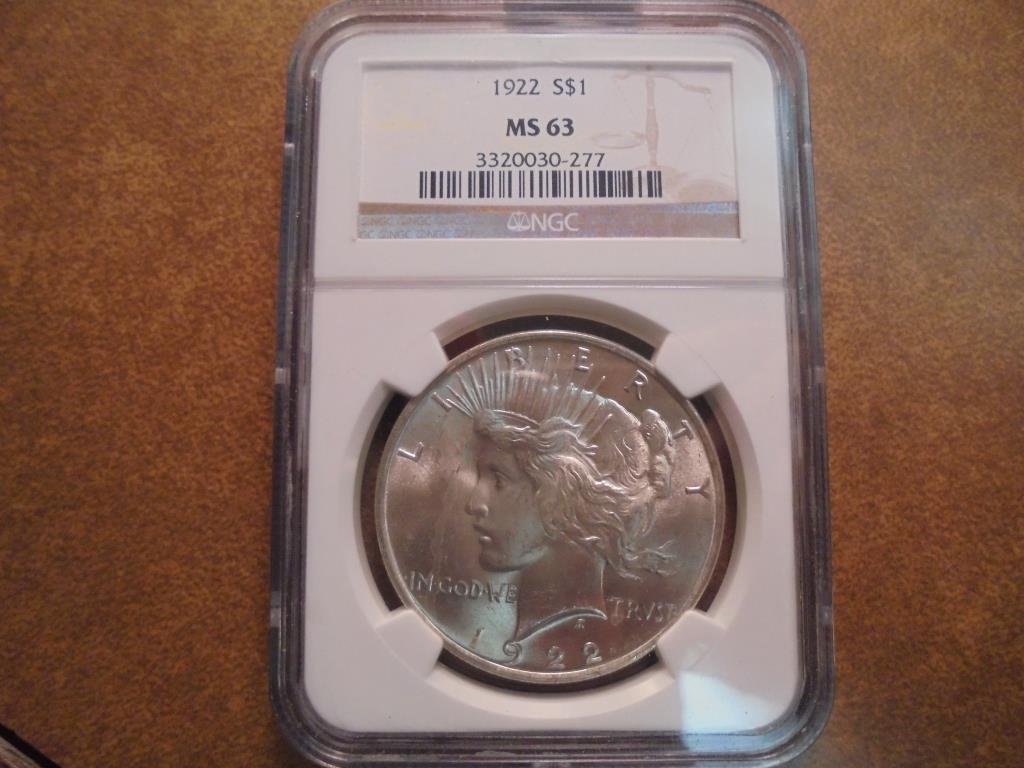 1922 PEACE SILVER DOLLAR NGC MS63 (1 of 2)