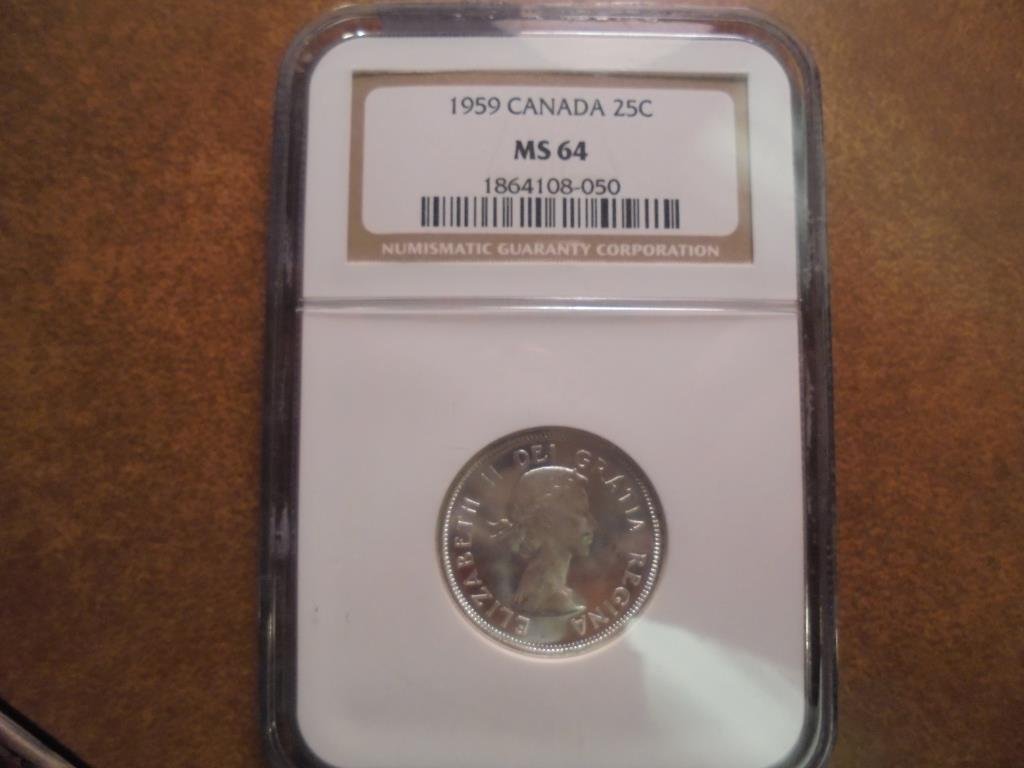 1959 CANADA SILVER 25 CENT NGC MS64 (1 of 2)