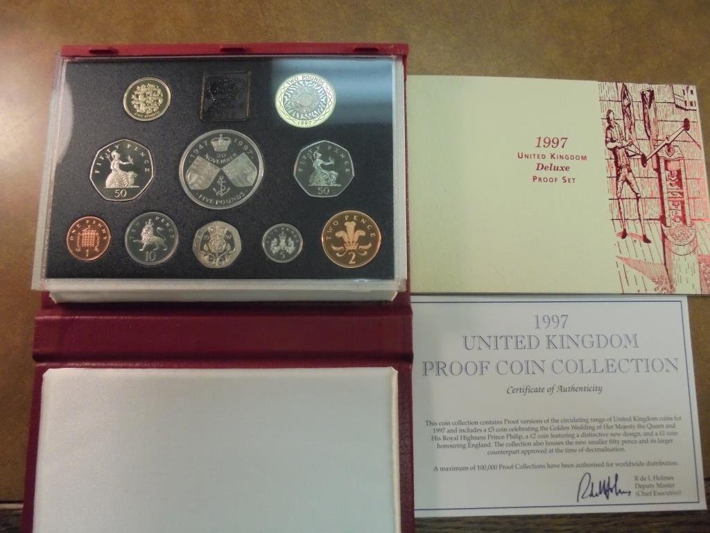 1997 UNITED KINGDOM DELUXE PF SET 10 COINS: ORIGINAL ROYAL MINT PACKAGING