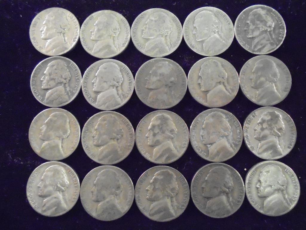 20 ASSORTED 35% SILVER JEFFERSON WAR NICKELS (1 of 2)