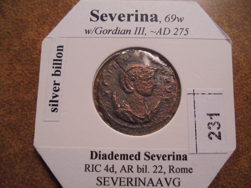 SILVER BILLON 275 A.D. SEVERINA ANCIENT COIN (1 of 2)