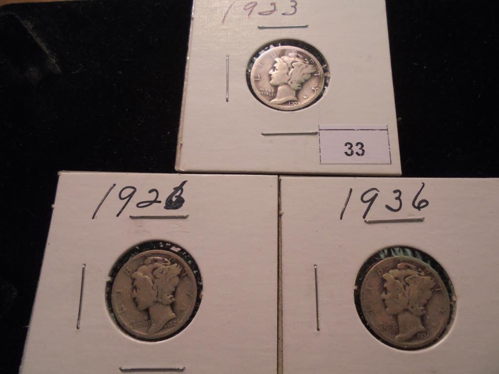 1923,26 & 36 MERCURY DIMES (1 of 2)