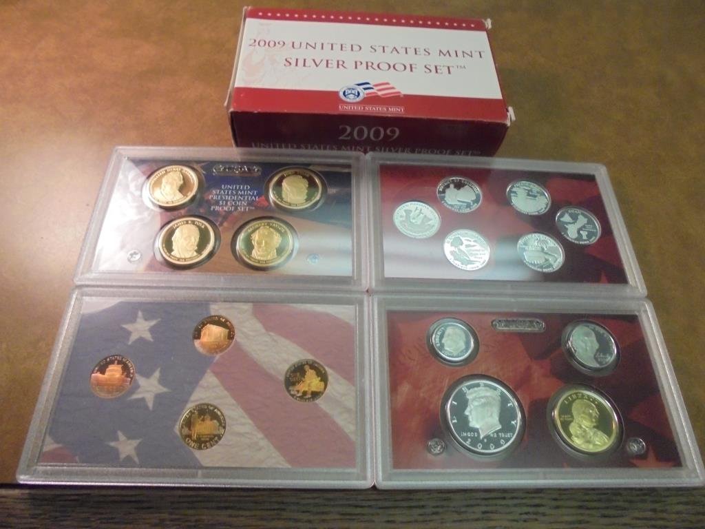 2009 US SILVER PROOF SET (WITH BOX) 18 PIECES (1 of 2)