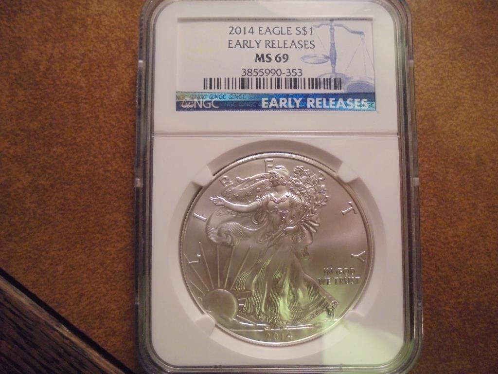 2014 AMERICAN SILVER EAGLE NGC MS69 EARLY RELEASES (1 of 2)