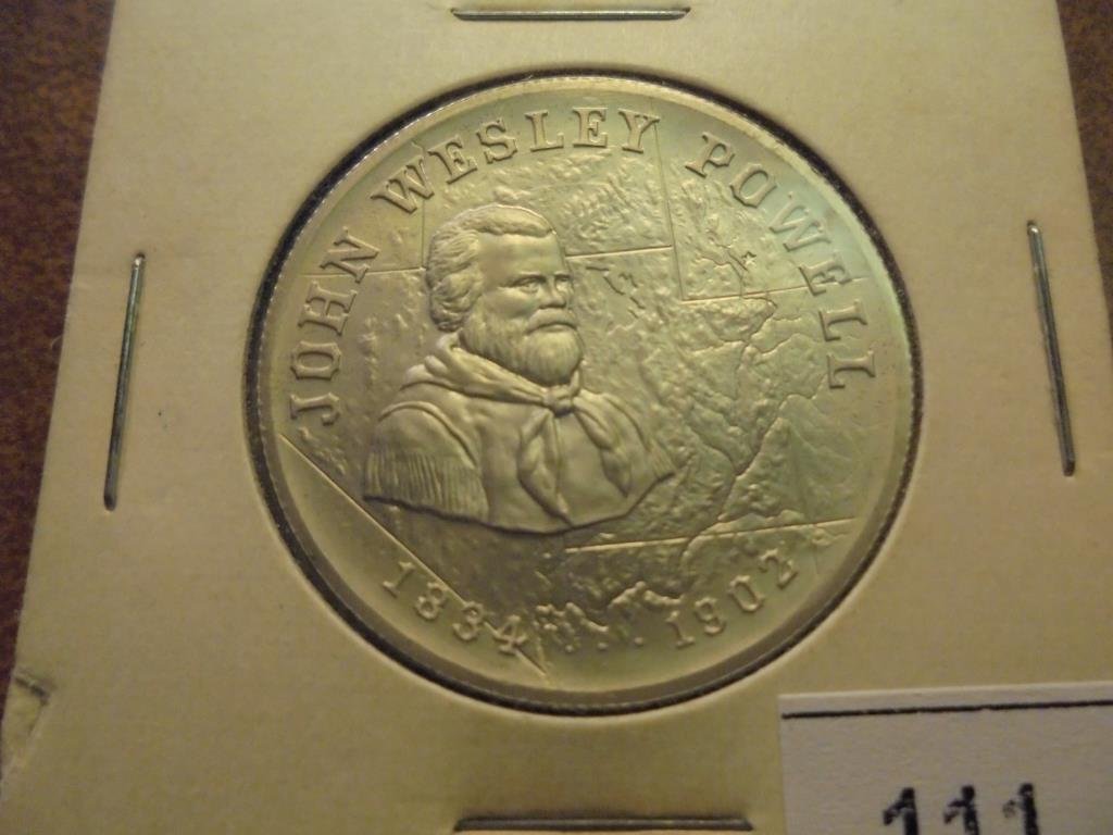 STERLING SILVER JOHN WESLEY POWELL "GRAND CANYON: EXPLORATION" COMMEMORATIVE MEDALLION UNC BY HERALDIC ART