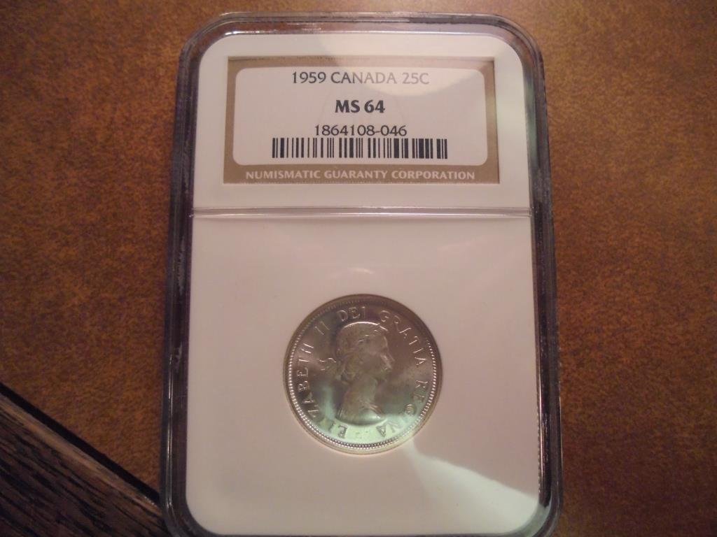 1959 CANADA SILVER 25 CENT NGC MS64 (1 of 2)