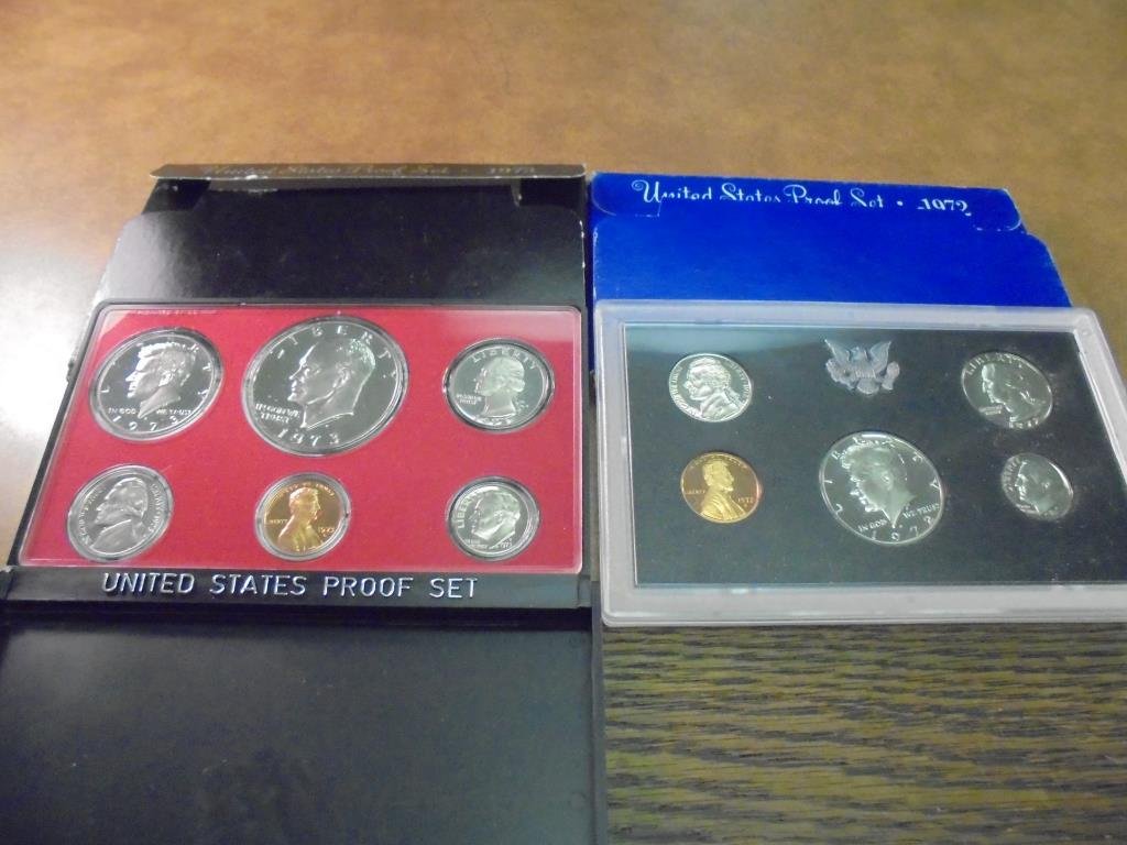 1972 & 1973 US PROOF SETS (WITH BOXES) (1 of 2)