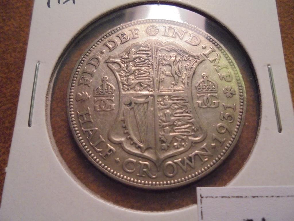 1931 GREAT BRITAIN SILVER HALF CROWN: You must call or emial us your credit card directly. Our phone number is 1-763-862-8302 and our email is bidalotauction@aol.com. Thanks.