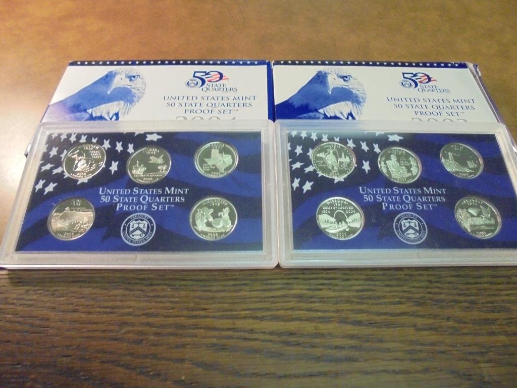 2002 & 2004 US 50 STATE QUARTERS PROOF SETS (1 of 2)