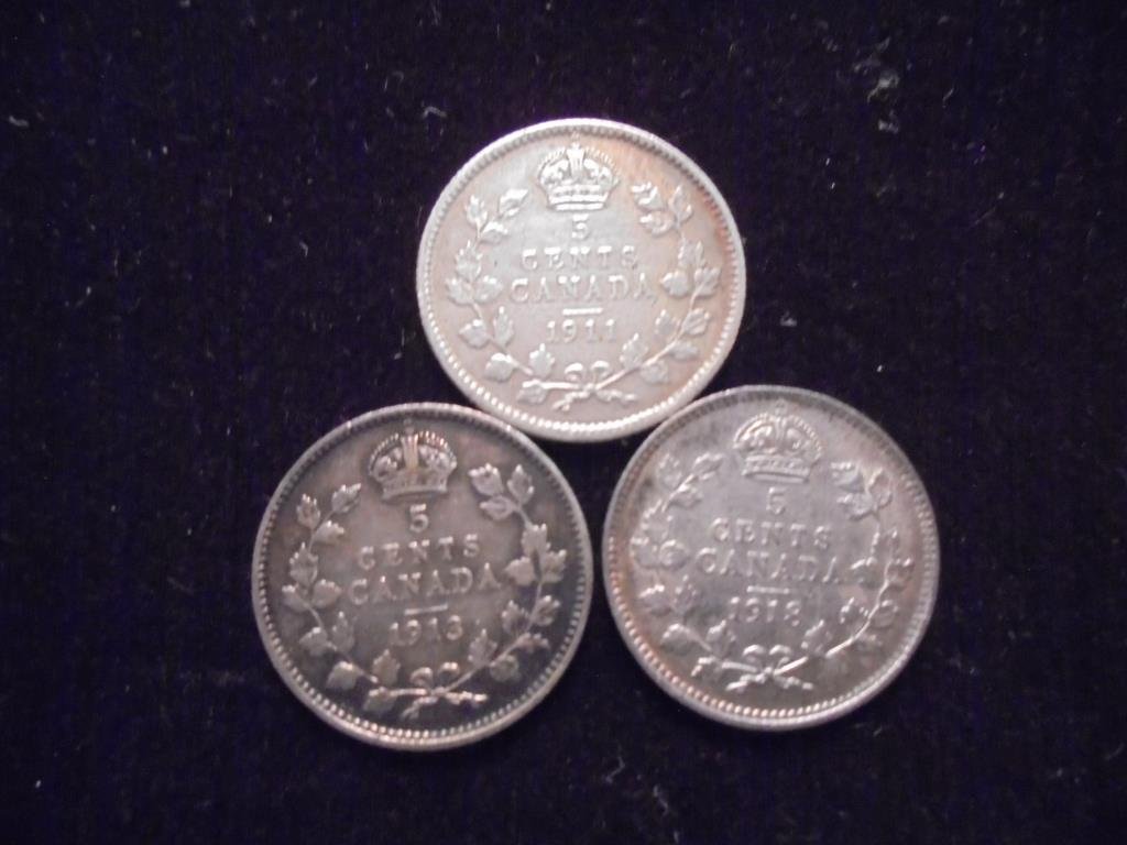 1911,13 & 1918 CANADA SILVER 5 CENTS (1 of 2)