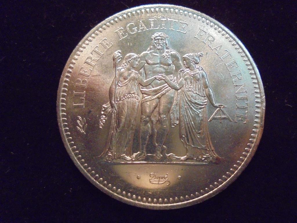 1977 FRANCE SILVER 50 FRANCS UNC .8680 OZ. ASW (1 of 2)