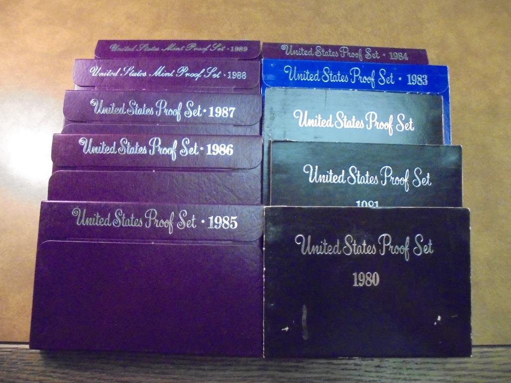 1980'S DECADE RUN OF US PROOF SETS WITH BOXES (1 of 1)