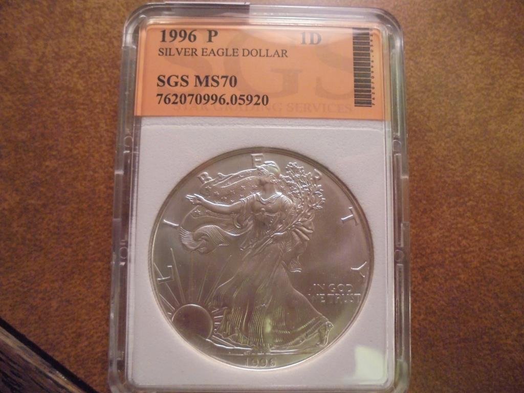 1996-P AMERICAN SILVER EAGLE MS PERFECT (1 of 2)