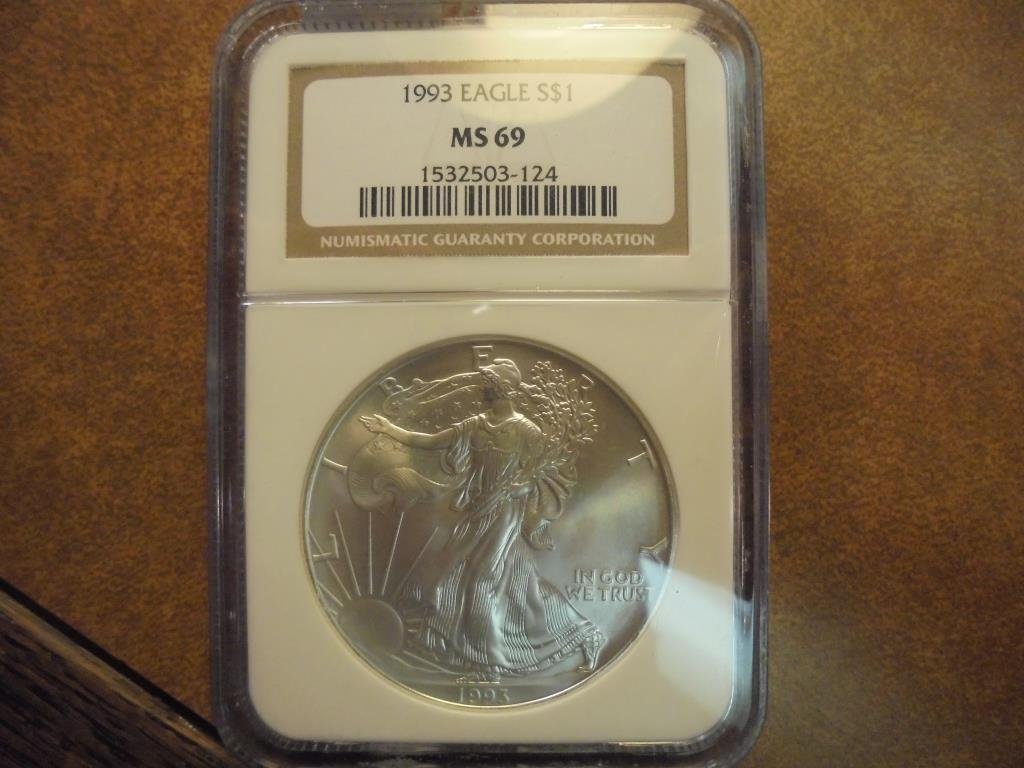 1993 AMERICAN SILVER EAGLE NGC MS69 (1 of 2)