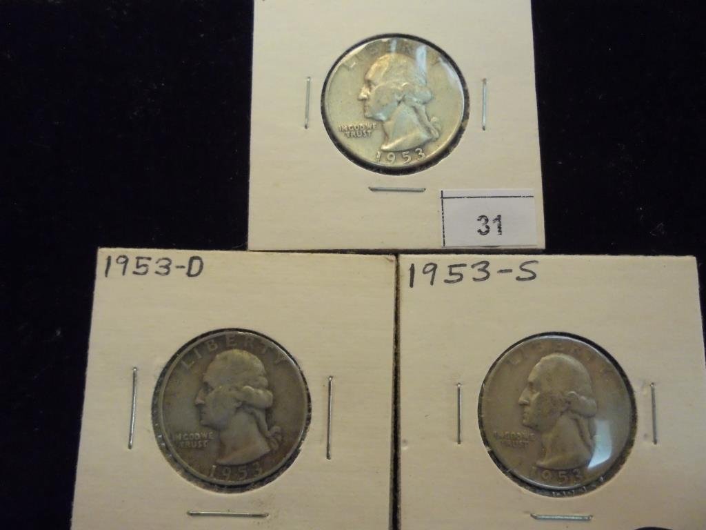 1953 P/D/S WASHINGTON SILVER QUARTER (1 of 2)
