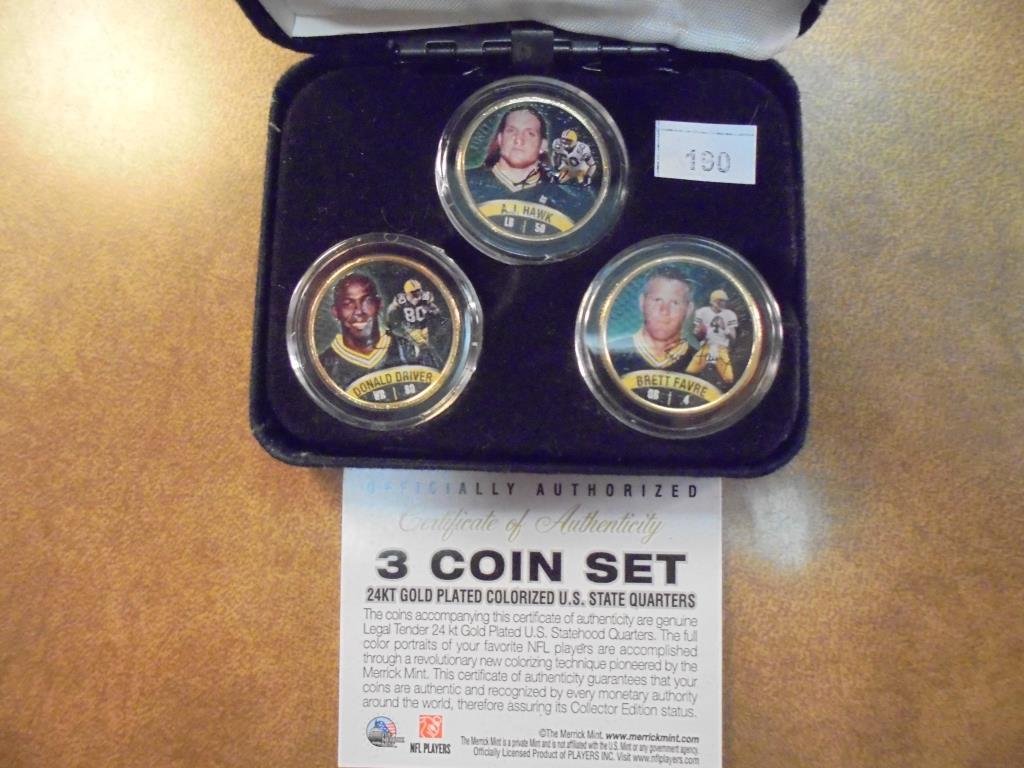 3 GOLD PLATED & COLORIZED 50 STATE QUARTERS (1 of 2)