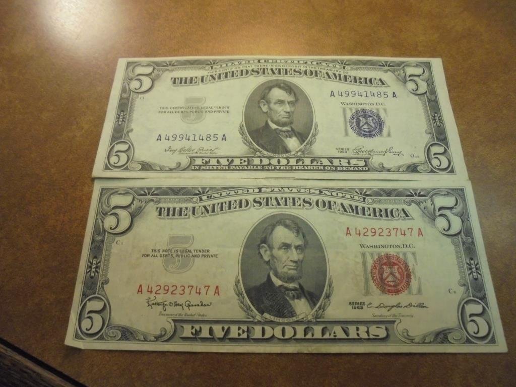 $5 CURRENCY  1953 SILVER CERTIFICATE BLUE SEAL AND (1 of 2)
