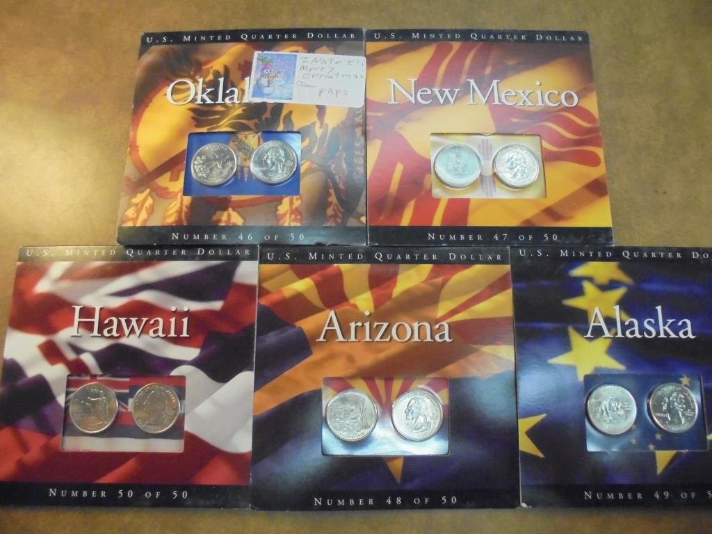 5 ASSORTED 50 STATE QUARTER P & D UNC SETS (1 of 2)