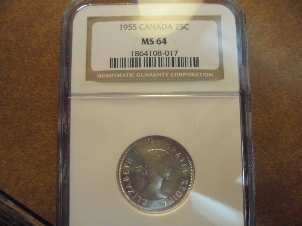 1955 CANADA SILVER 25 CENT NGC MS64 (1 of 2)