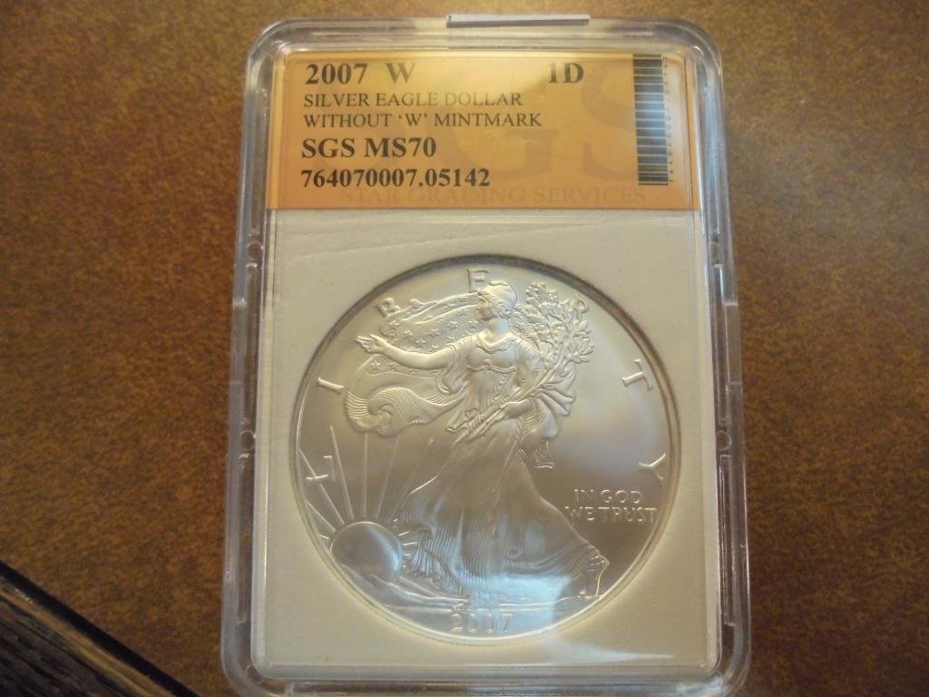 2007-W AMERICAN SILVER EAGLE MS PERFECT (1 of 2)