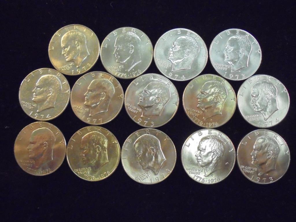 14 ASSORTED 1973-1978 IKE DOLLARS BRILLIANT UNC (1 of 2)