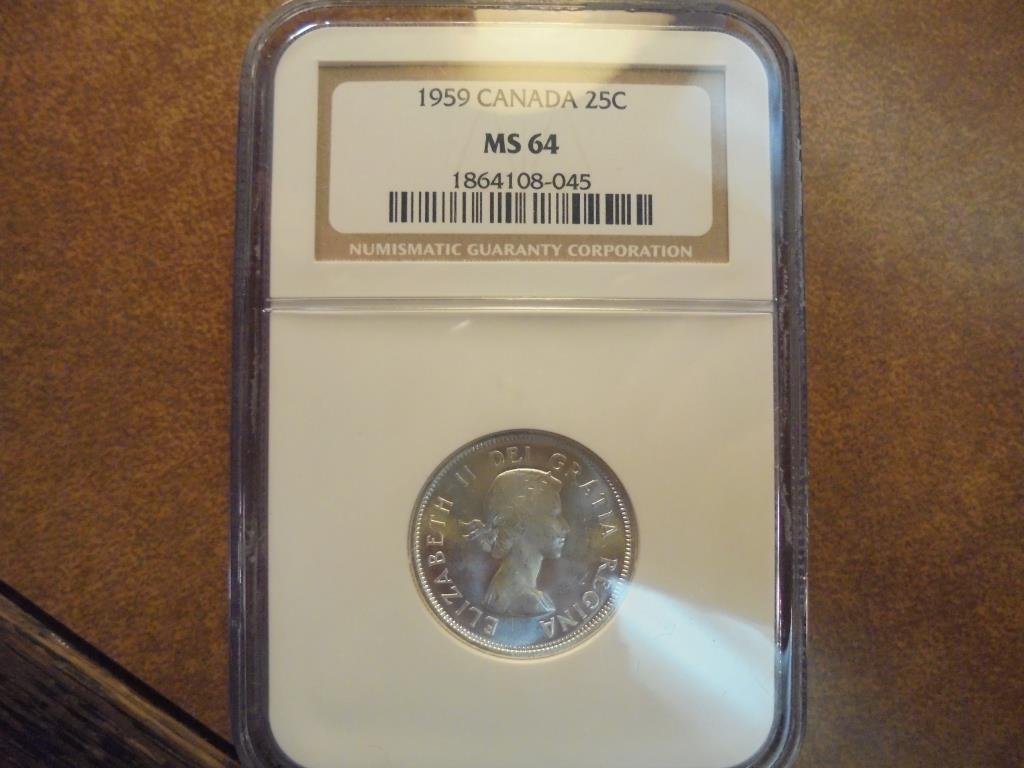 1959 CANADA SILVER 25 CENT NGC MS64 (1 of 2)