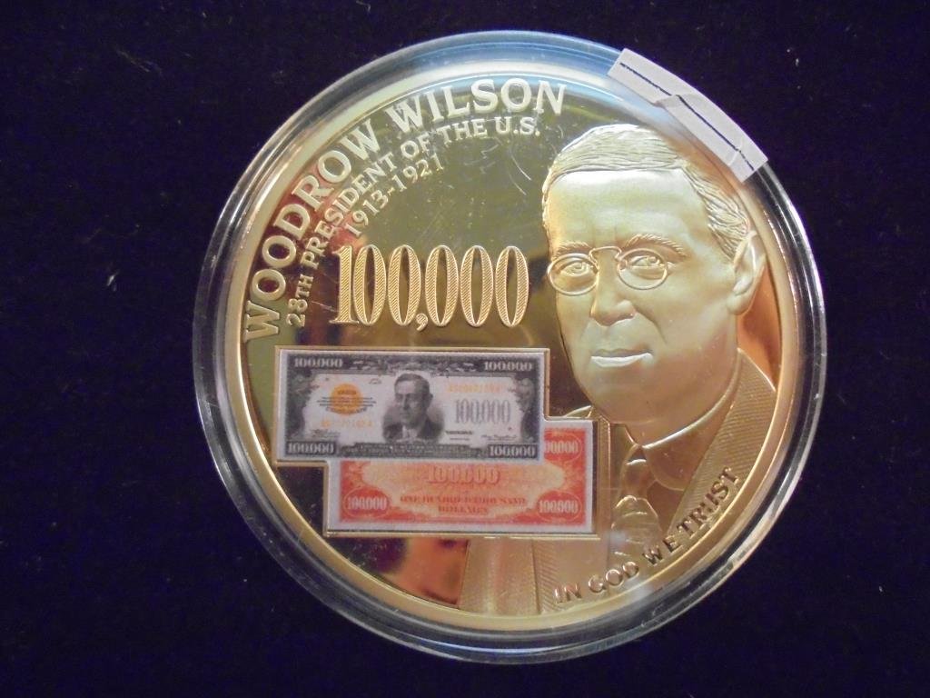 2" GOLD COLORED PROOF TOKEN WOODROW WILSON (1 of 2)
