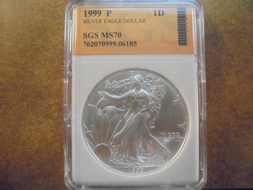 1999 AMERICAN SILVER EAGLE MS PERFECT (1 of 2)
