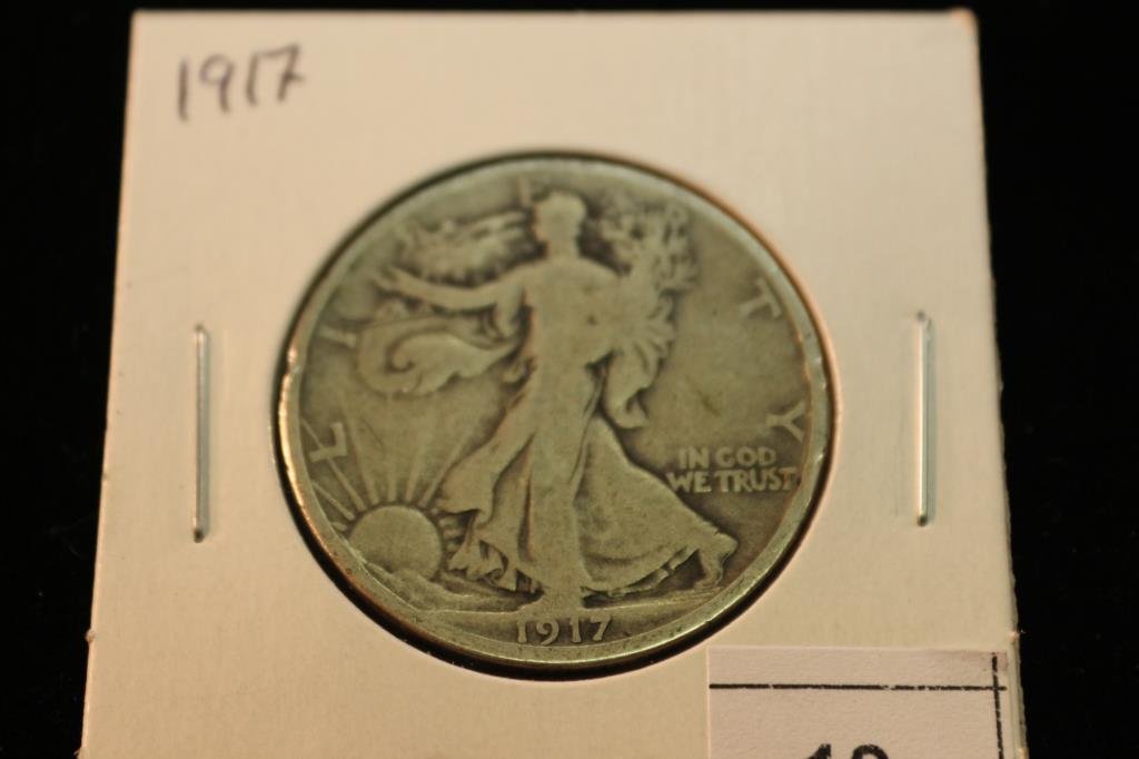 1917 WALKING LIBERTY HALF DOLLAR: You must call or email us your credit card directly. Our phone number is 1-763-862-8302 and our email is bidalotauction@aol.com. Thanks.