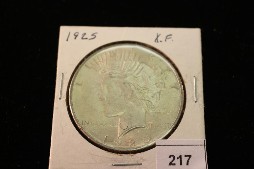 1925 PEACE SILVER DOLLAR: You must call or email us your credit card directly. Our phone number is 1-763-862-8302 and our email is bidalotauction@aol.com. Thanks.