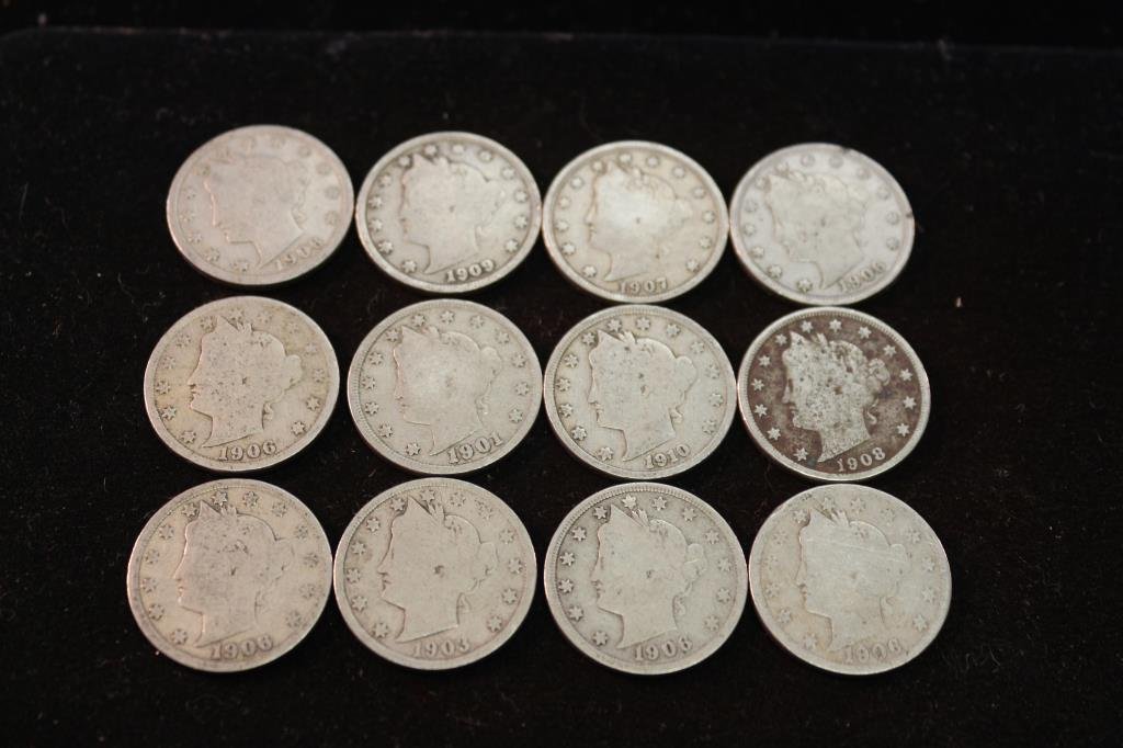 12 ASSORTED LIBERTY "V" NICKELS (1 of 2)