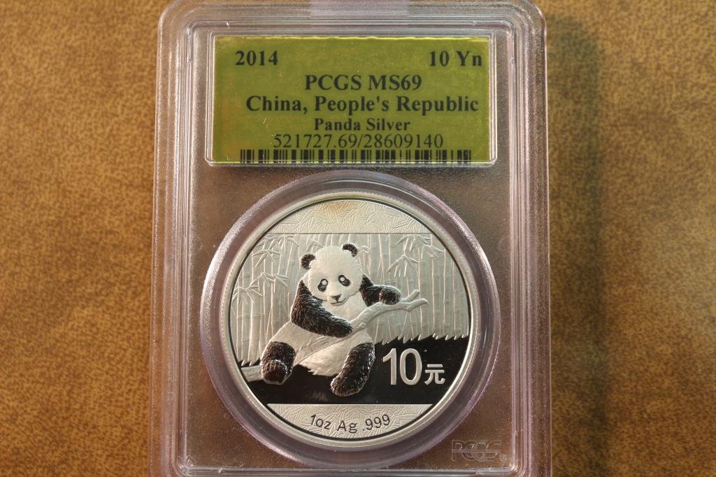 2014 CHINA 10 YUAN SILVER PANDA PCGS MS69 (1 of 2)