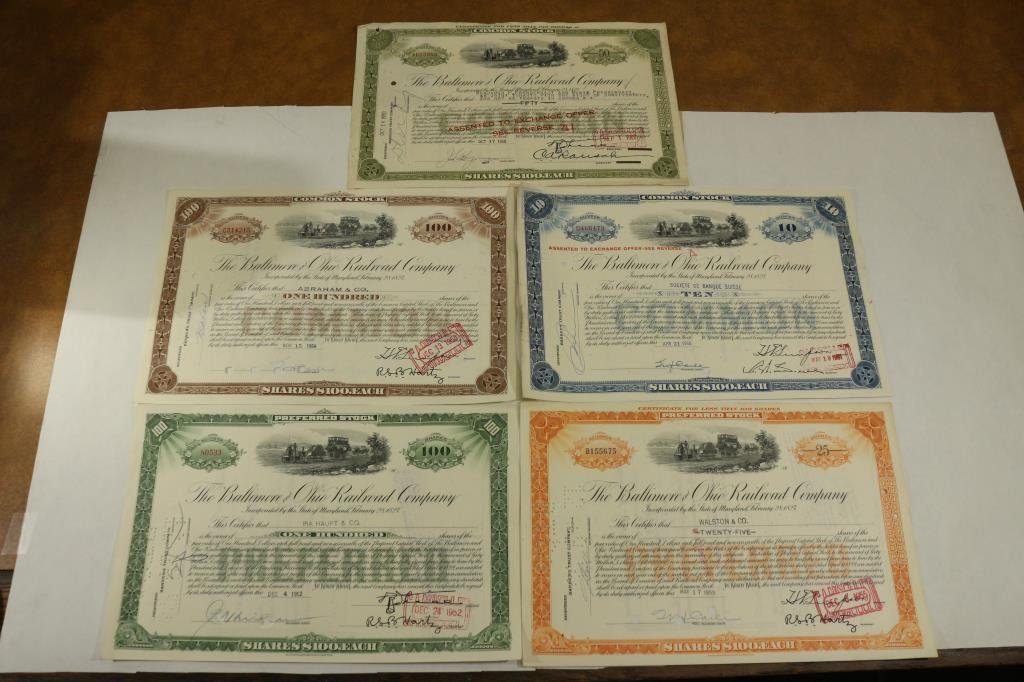 5 ASSORTED BALITMORE & OHIO RAILROAD COMPANY (1 of 2)