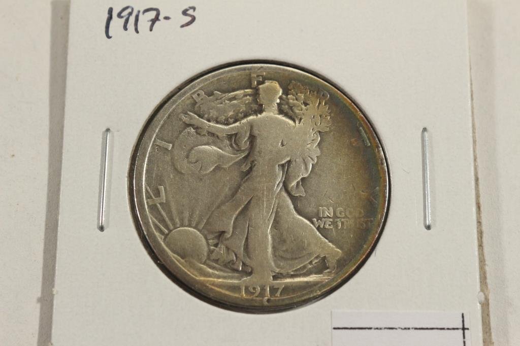 1917-S WALKING LIBERTY HALF DOLLAR: You must call or email us your credit card directly. Our phone number is 1-763-862-8302 and our email is bidalotauction@aol.com. Thanks.