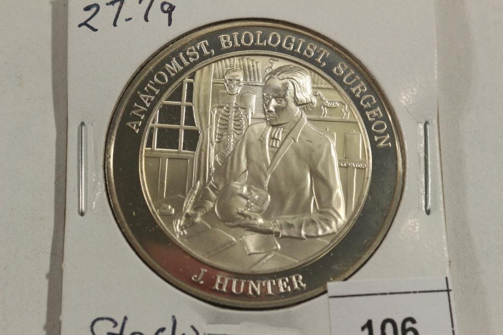 27.7 GRAM STERLING SILVER PROOF ROUND J. HUNTER (1 of 2)