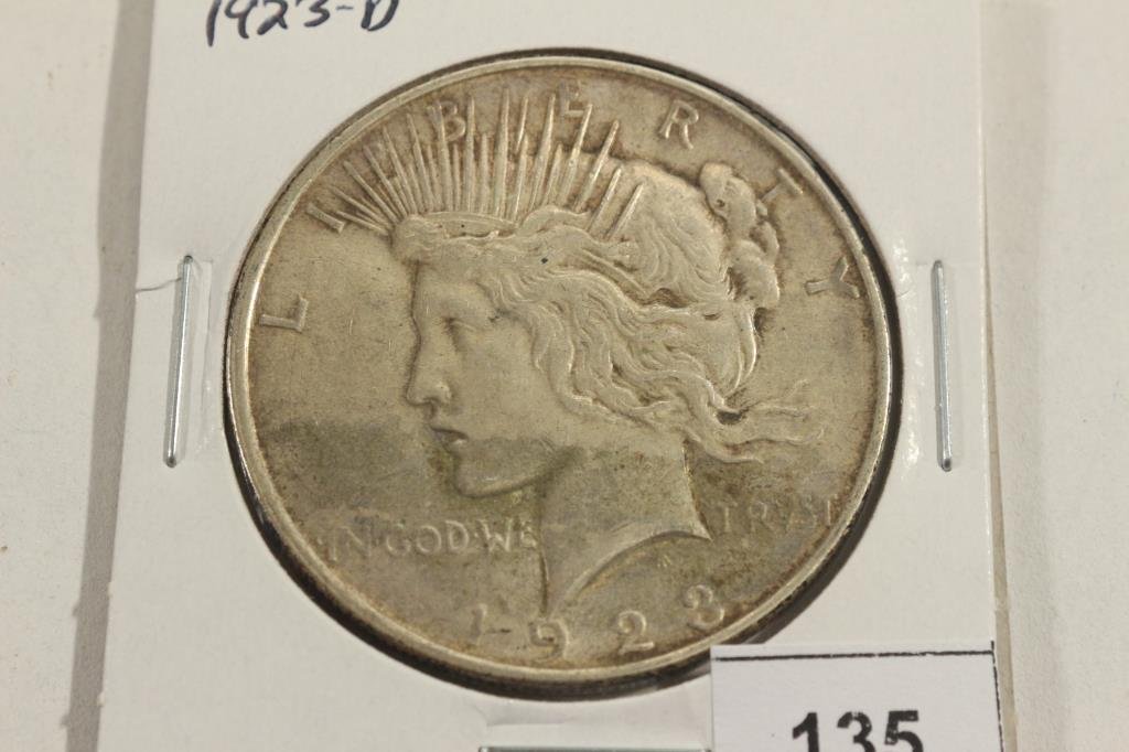 1923-D PEACE SILVER DOLLAR: You must call or email us your credit card directly. Our phone number is 1-763-862-8302 and our email is bidalotauction@aol.com. Thanks.