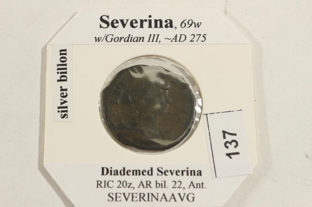 SILVER BILLON 275 A.D. SEVERINA ANCIENT COIN (1 of 2)