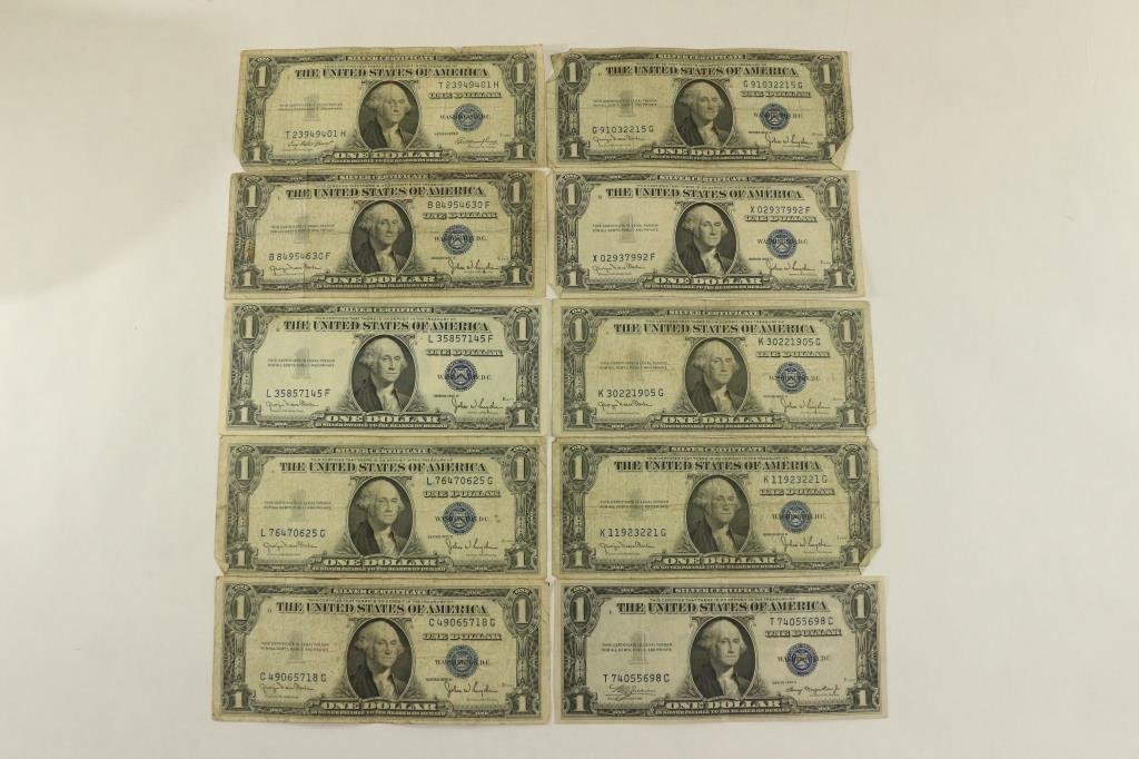 10 ASSORTED 1935 $1 SILVER CERTIFICATES (1 of 2)