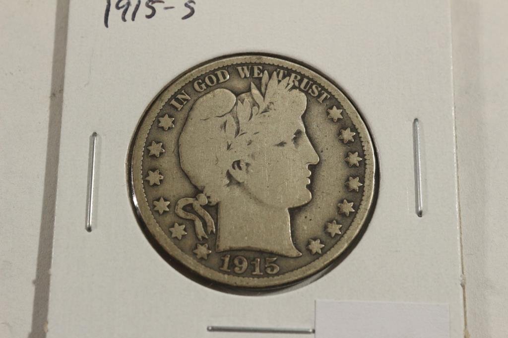 1915-S BARBER HALF DOLLAR: You must call or email us your credit card directly. Our phone number is 1-763-862-8302 and our email is bidalotauction@aol.com. Thanks.