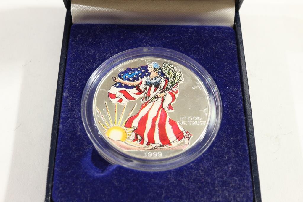 1999 COLORIZED AMERICAN SILVER EAGLE IN BOX (1 of 3)