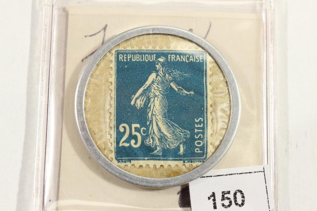 FRANCE ENCASED POSTAGE 1920 HARD TO FIND: You must call or email us your credit card directly. Our phone number is 1-763-862-8302 and our email is bidalotauction@aol.com. Thanks.