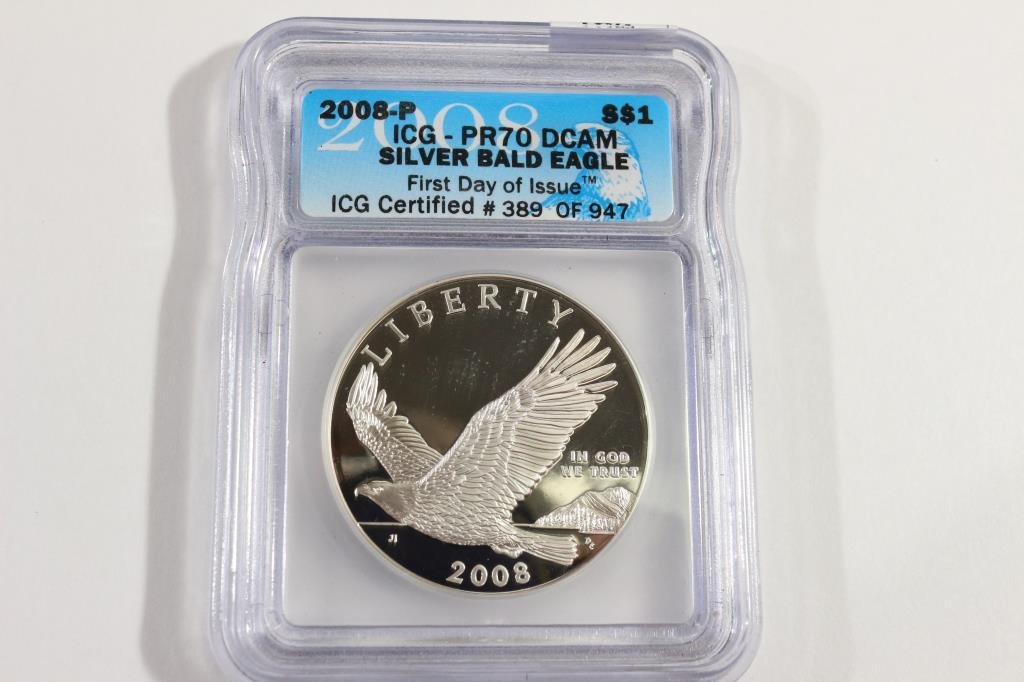 2005 P Silver Bald Eagle Dollar Icg Pr70 Dcam