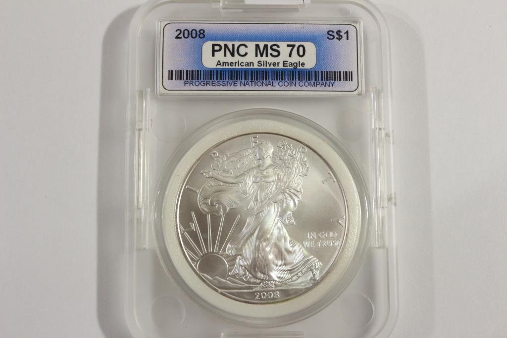 2008 AMERICAN SILVER EAGLE MS PERFECT (1 of 2)