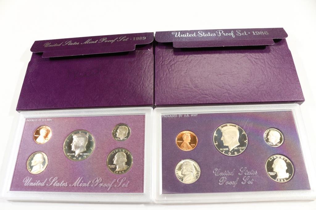 1986 & 1989 US PROOF SETS (WITH BOXES) (1 of 2)