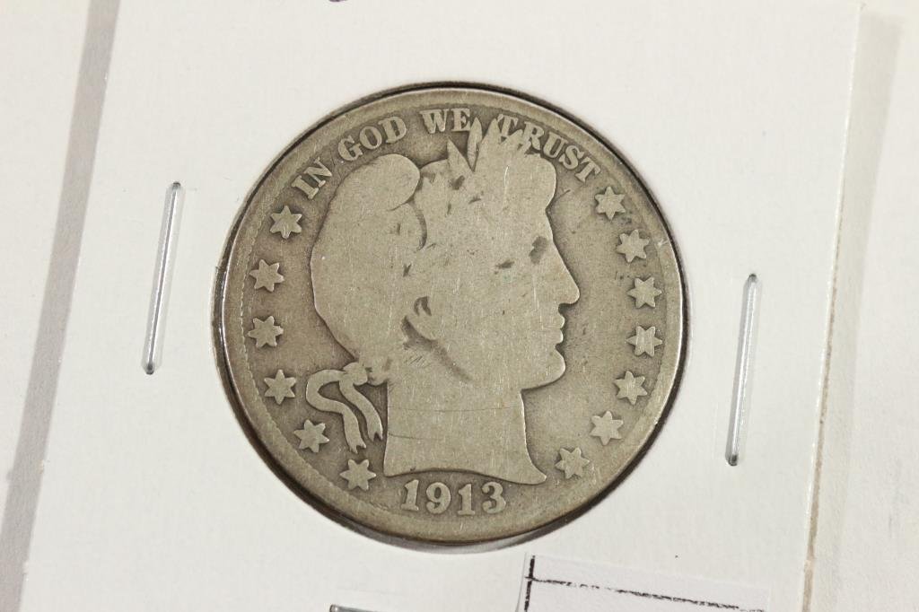 1913-D BARBER HALF DOLLAR: You must call or email us your credit card directly. Our phone number is 1-763-862-8302 and our email is bidalotauction@aol.com. Thanks.