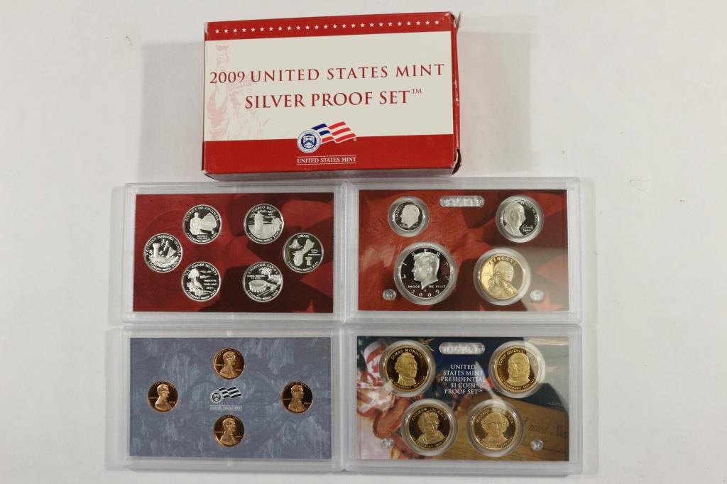 2009 US SILVER PROOF SET (WITH BOX) 18 PIECES (1 of 2)